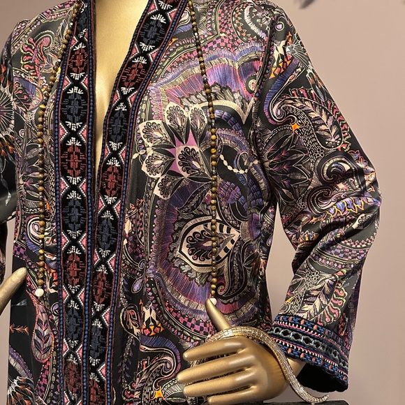 "Bohemian Silk & Velvet: Johnny's Signature Purple & Black Kimono" - Picture 11 of 11